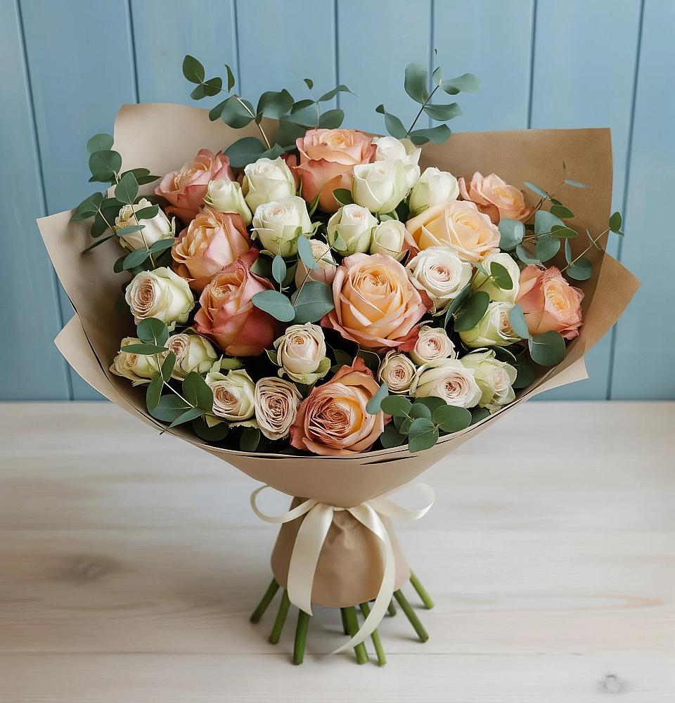 Букет цветов из: Альстромерии и Розы в Суворове
