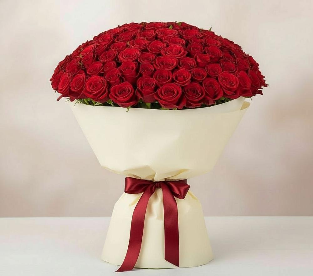 Букет 101 Красная роза Милано в Суворове
