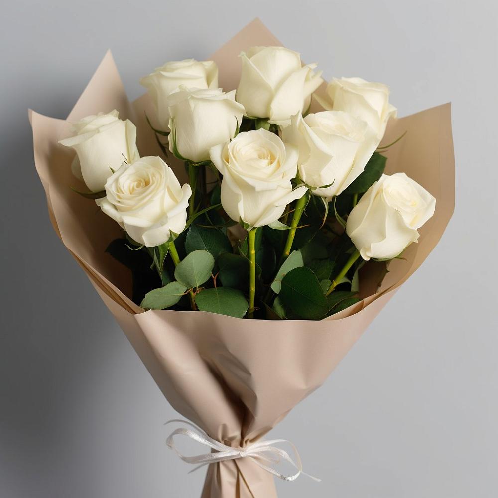 Букет 9 Белых роз Эдлесс Лав в Суворове