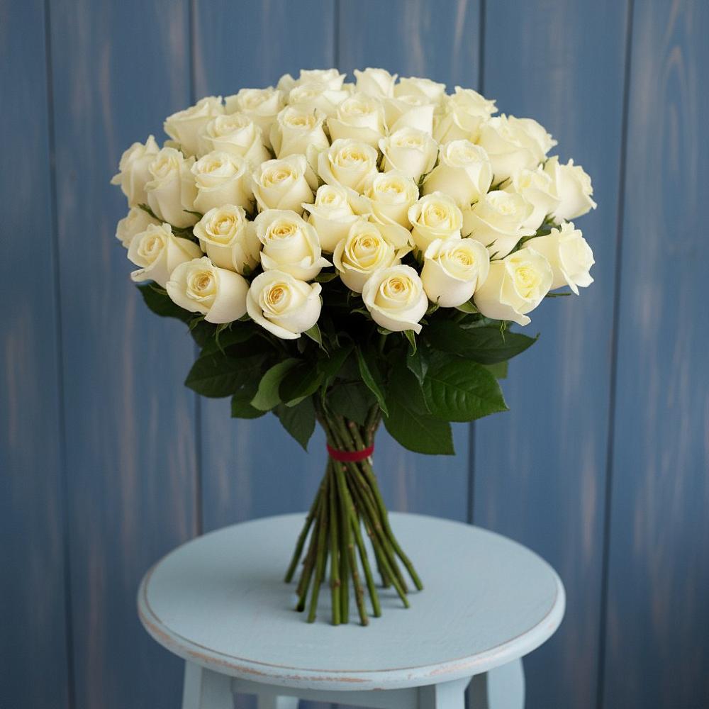 Букет 51 Белая роза Эдлесс Лав в Суворове