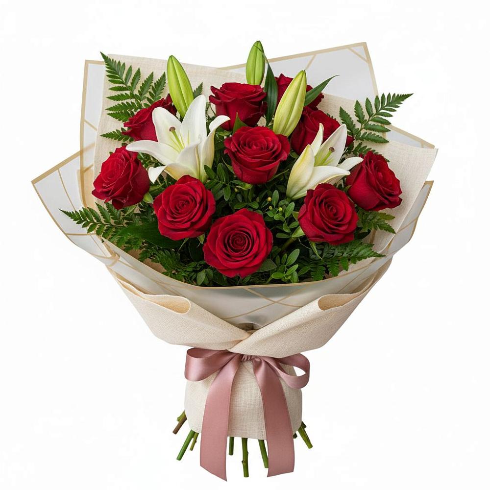 Букет цветов из: Лилии и Розы в Суворове