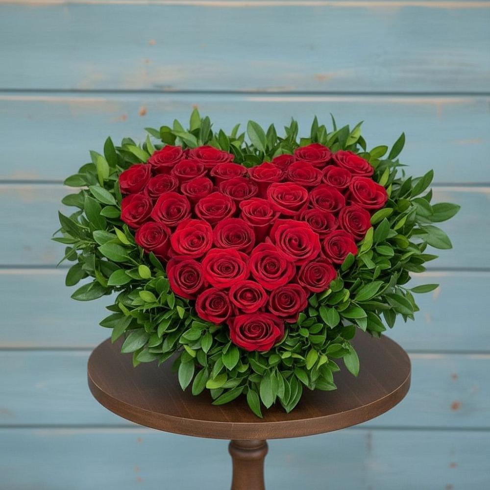 Цветочная композиция из Розы в виде сердца в Суворове