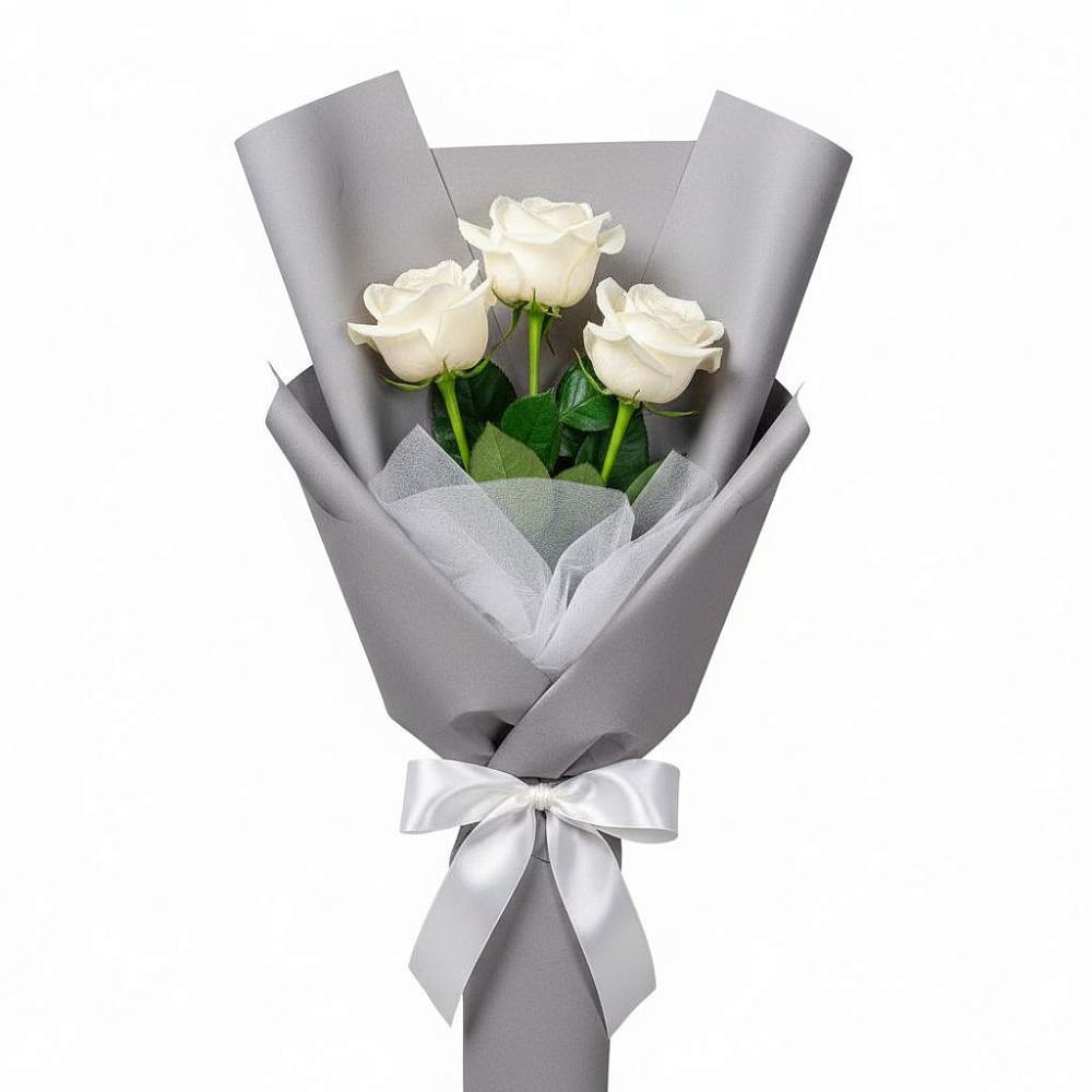 Букет 3 белые розы в Суворове