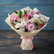 Букет цветов из:  Хризантемы, Альстромерии и Розы в Суворове