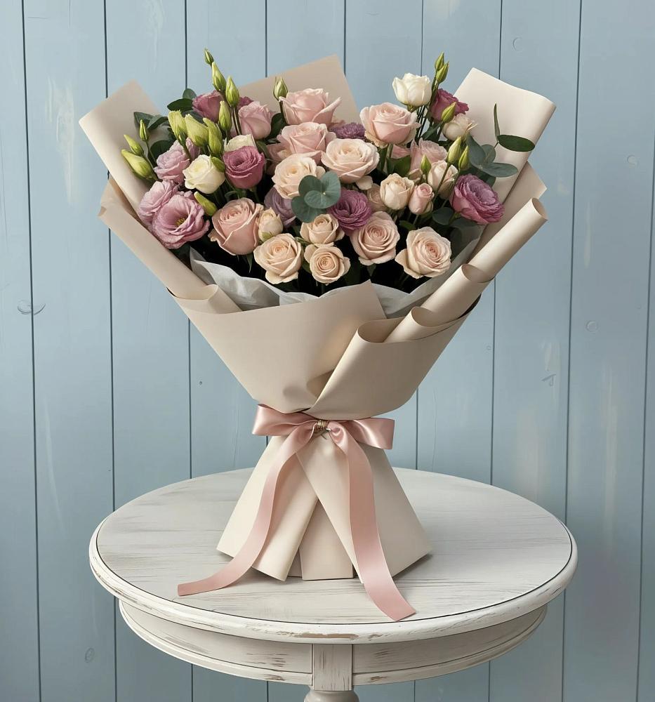 Букет цветов из: Розы и Лизиантусы в Суворове