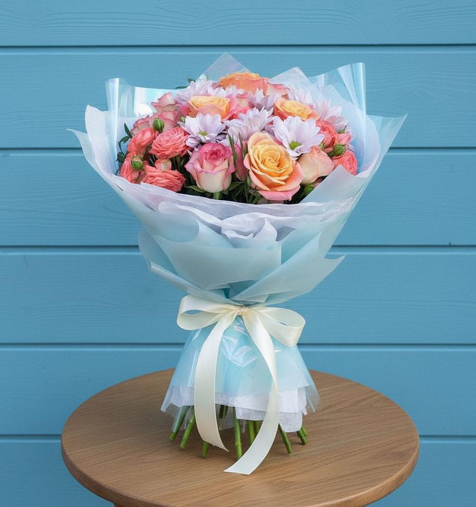 Букет цветов из: Хризантемы и Розы в Суворове