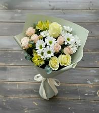Букет цветов из:  Альстромерии, Розы и Хризантемы в Суворове